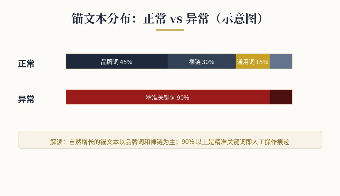 锚文本分布:正常 vs 异常(示意图) 锚文本分布对比图